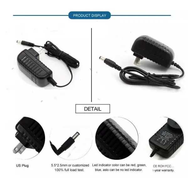 5V 12V 1A 2A AC DC Power Adapters UL CE Ac Switching Adapter