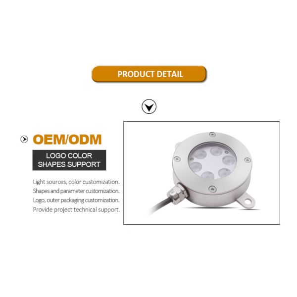 OEM ODM DMX Control RGB LED Fountain Light IP68 Waterproof 6*2W 6*3W RGB Led Color With U Type Bracket