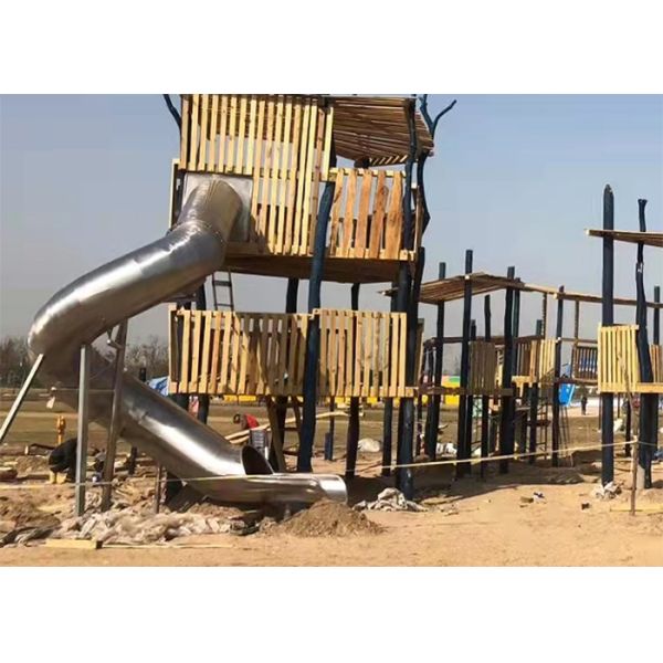 Residental Children Wooden Playground Set Park Outdoor Play Equipment