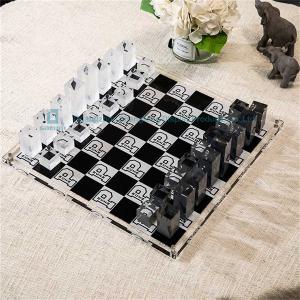 Quality Classic White and Black Chess Pieces Decor Lucite Acrylic Chess Board Set for sale