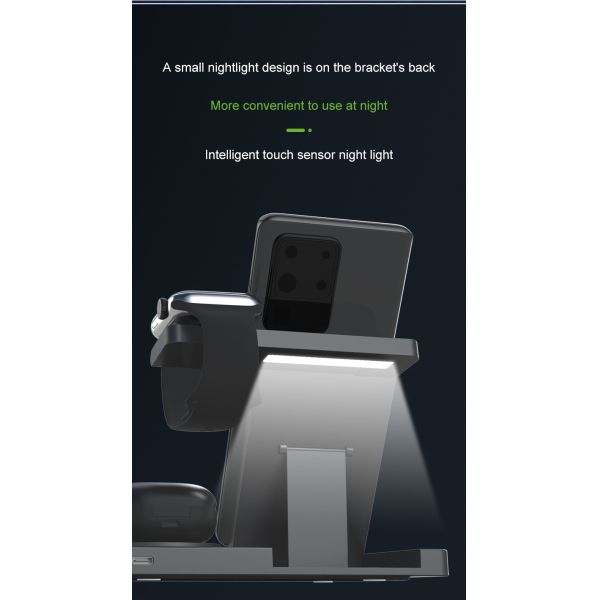 Foldable Wireless Charging Station for Smartphones Earbuds Watches 3W Watch Charging 15W Phone Output Custom