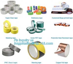 Quality super clear tape stationery tape,green pet tape,polymide heat resistant tape,pvc duct tape,warning tape,copper foil tape for sale
