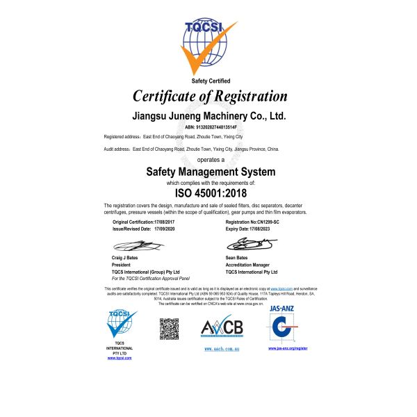 SS304 Pressure Leaf Filter 20m2 Filtration Area 4-6T/H Capacity