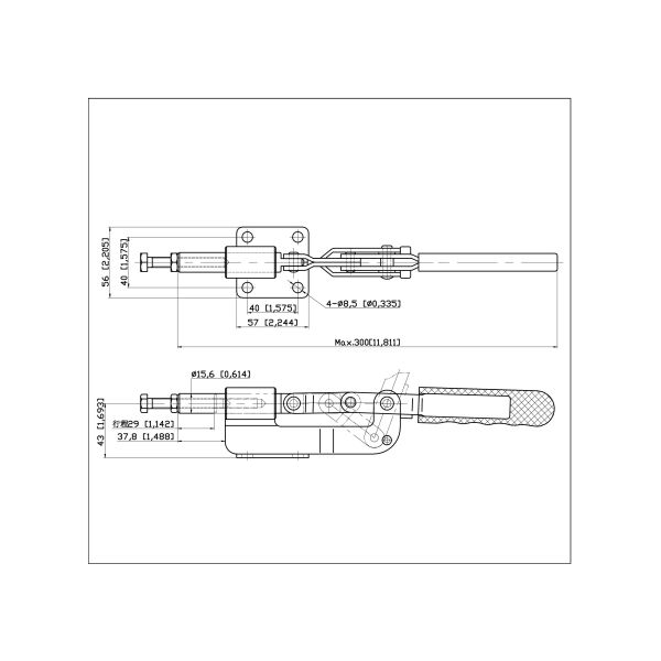 28MM Plunger Stroke 300KG Galvanized Push Pull Type Toggle Clamp