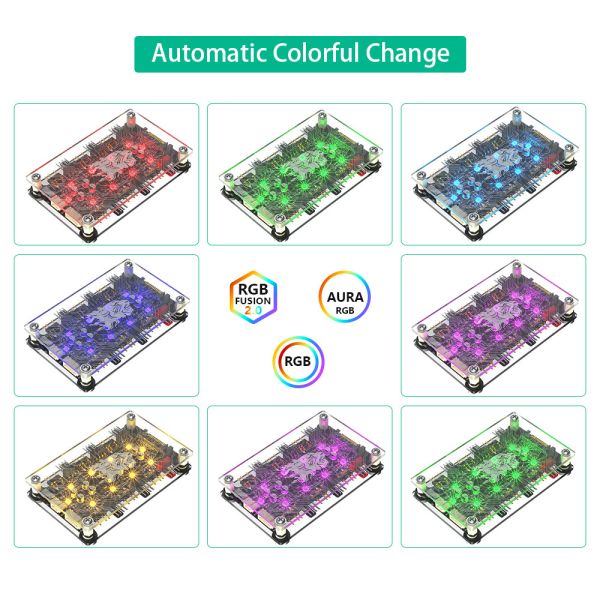 12 Ports 3Pin DC 5V ARGB and 12V 4Pin PWM Fan Hub Breakout Board With Extension Cable 5V ARGB and 12V PWM DC Fan Hub with Acrylic Case and Magnetic