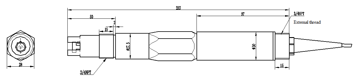 PVC Online Fluoride Ion Sensor Convenient To Connect To DCS patented fluoride ion probe 3/4 inch NPT pipe thread