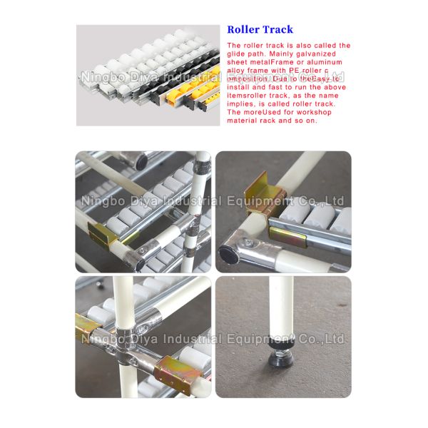 Flat Type Sliding Roller Track White Lean Pipe For Shelf System Conveyor