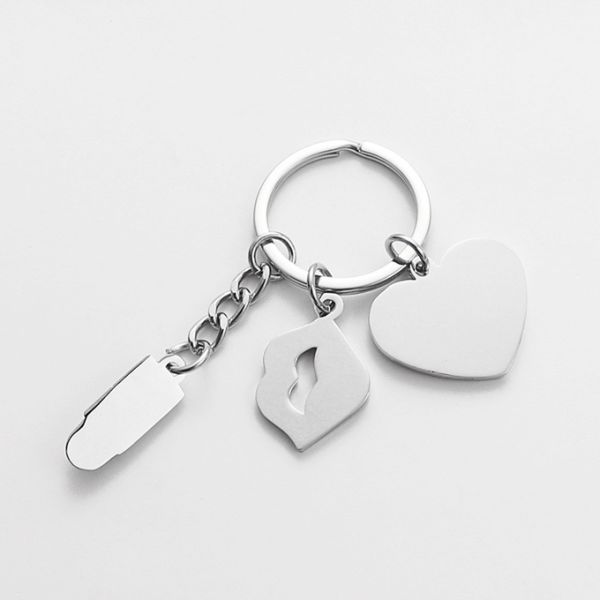 Sublimation Lipstick Keychain With Heart And Round Tag Personalized Photo Keychains