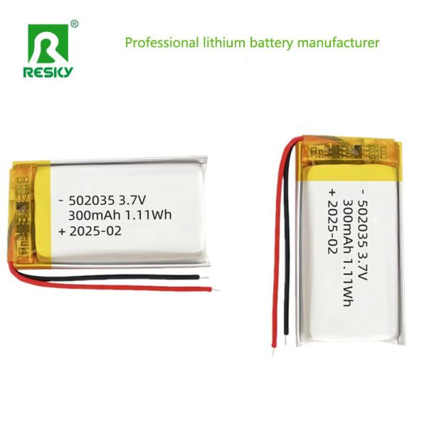 Lithium Battery Cell 502035 3.7v 300mAh Rechargeable Solar Li-Polymer Battery For Bluetooth Earphone