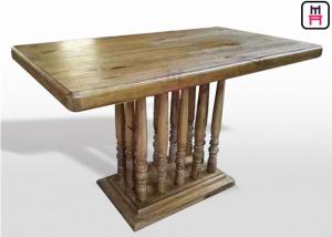 China Vintage Rectangle Restaurant Dining Table With Rustic Solid Wood Roman Column on sale