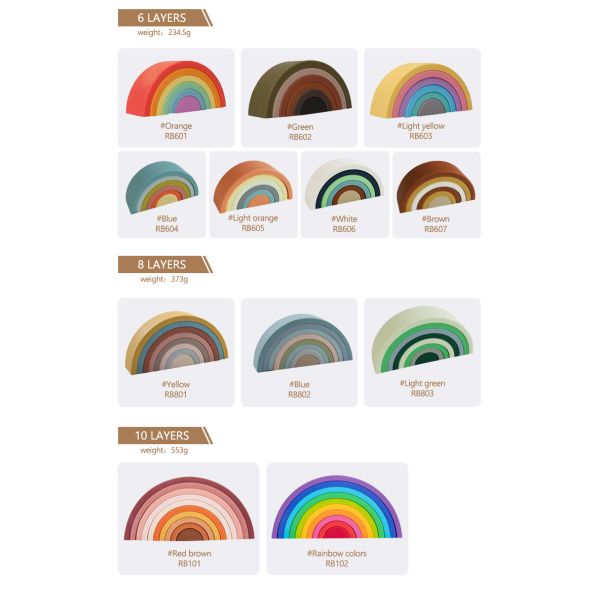 Customized Soft Silicone Toys Rainbow Stacking For Baby Educational