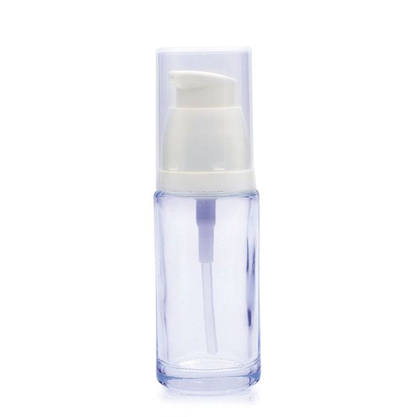 Round 35ml Liquid Foundation Bottles Clear Glass Pump Bottles