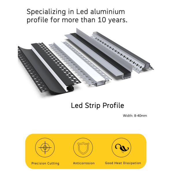 Embedded Plasterboard LED Profile , Drywall LED Strip Channel for Wall Ceiling