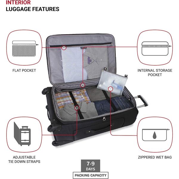 Softside Expandable Luggage, Black, Checked-Large 29-Inch
