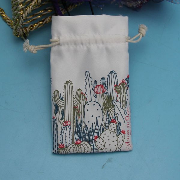 Plain Rope Handle Cotton Storage Bag Easy To Carry For Sunglasses / Cell Phone