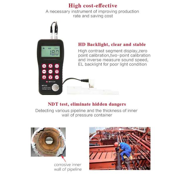 Portable Ultrasonic Thickness Tester With 1.5 Volt Alkaline Batteries MT150