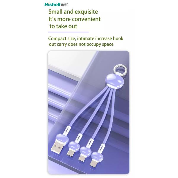 Antiwear Mobile Multi Charger Cable 3 In 1 Stainproof Multiscene