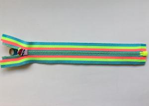 Quality Rainbow Coloured Cotton Webbing Straps Gradient Teeth Zipper With Original for Garment for sale