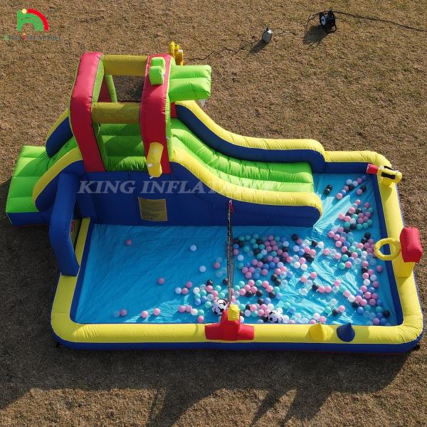 Kids Party Wet DryInflatable Bounce House Water Slide Bouncer Combo With Bigger Splash Pool Climbing Blower Basket Dartboard