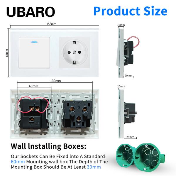 Tempered Glass Panel Vintage Sockets And Switches Home Push Switch Socket Combo