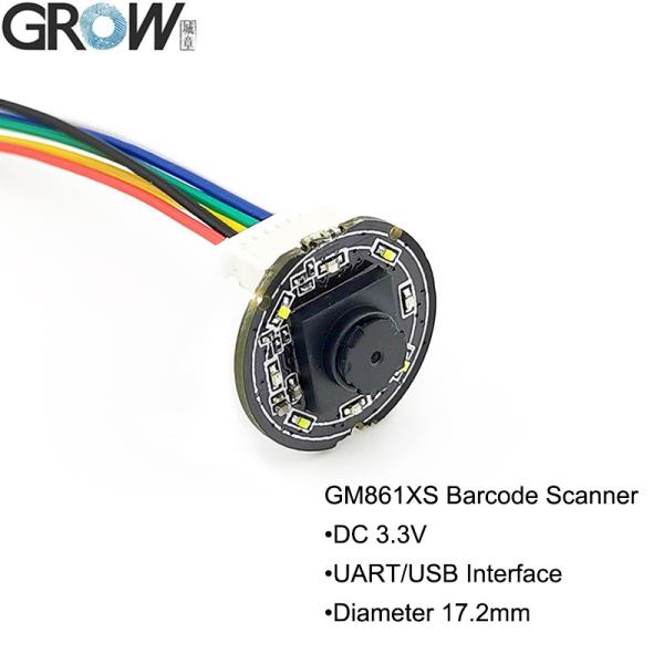 GROW GM861XS Small 1D/2D Bar Code QR Code Barcode Reader Module UART/USB Interface White Green LED