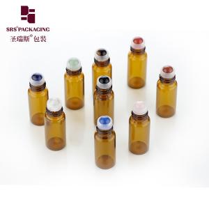 China BLP-3ML Wholesale Roll on Bottle 3ML Amber Glass Bottle with Roll on Gemstone Ball For Essential Oil Perfume on sale
