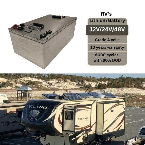 12V 24V 48V RV Lithium Campervan Battery Deep Cycle LiFePO4 Battery Flexible Capacity