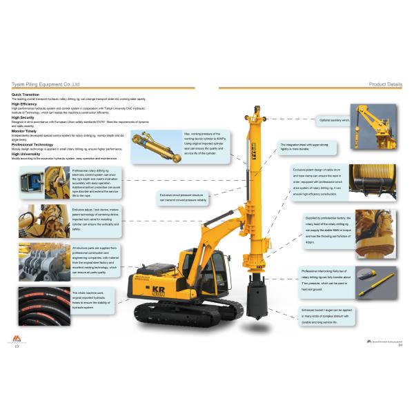 Small Hydraulic Rotary Piling Rig Borehole Pile For Different Construction Stratum Max. Drilling Diameter 1000mm