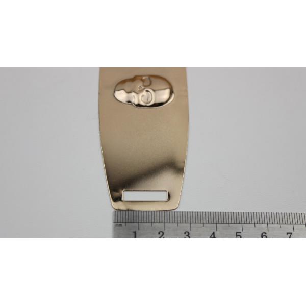 Eco-friendly plating iron sheets gold color embossed skull logo shoe metal buckles for shoelace