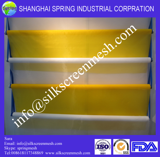 Manufacturer 43T/110mesh Polyester Screen Printing Mesh / Whole Screen Printing Yellow/White