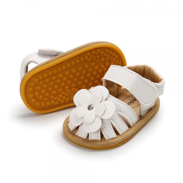 Buy New summer 0-2 years old infant leather flower baby sandal shoes oem soft sole toddler sandals at wholesale prices