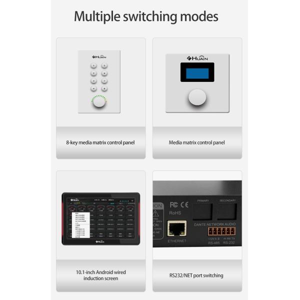HUAIN Professional DSP Processor Dante 8*8 Digital audio matrix controller for meeting system