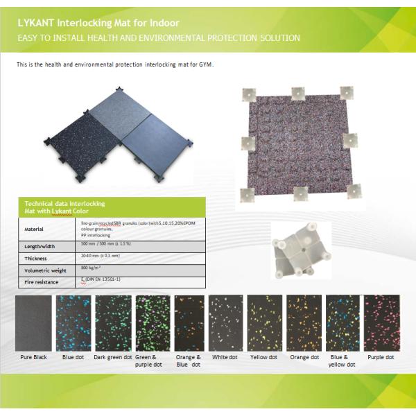 Indoor / Outdoor Safety Rubber Flooring Shockproof Playground Rubber Mats Solid Color 18