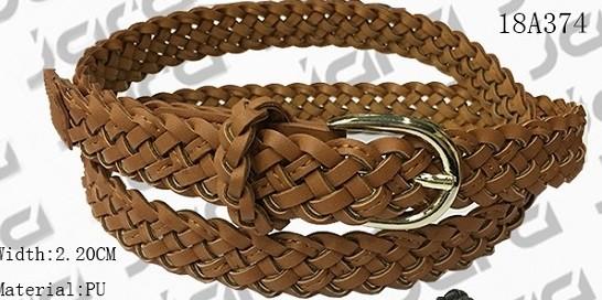 Buy Tan / Black / Brown PU Womens Braided Belt , Ladies Braided Belts With Gold Buckle at wholesale prices