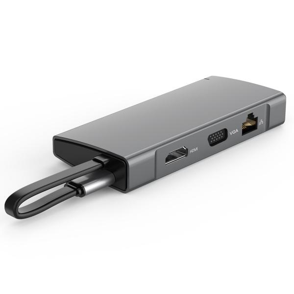 10 In 1 USB Type C To HDMI VGA Card Reader RJ45 USB A HUB PD Power Deliver Adapter