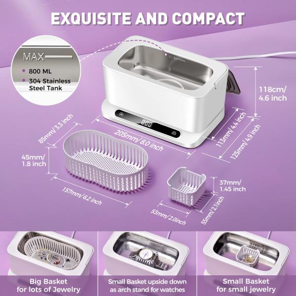 220V 45KHz Ultrasonic Cleaner 800ml With Digital Timer Polishing