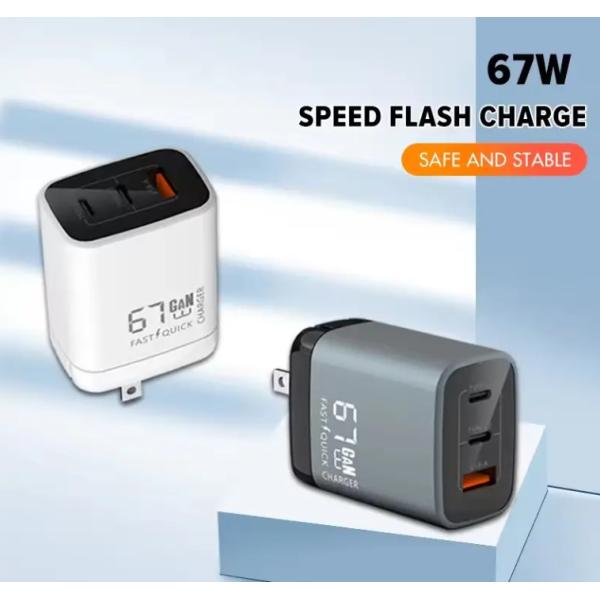 67W GaN USB Charger Super Fast Charging Type C Charger PD 3.0 USB C Adapter