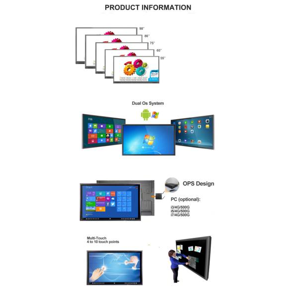 ROHS 65 Inch Touch Screen Display Teacher Interactive Whiteboard