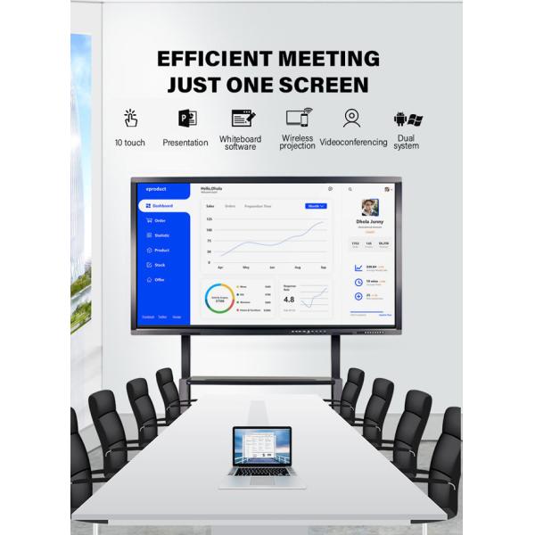 500nits Meeting Room Interactive Display 75 Inch Interactive Touch Screen