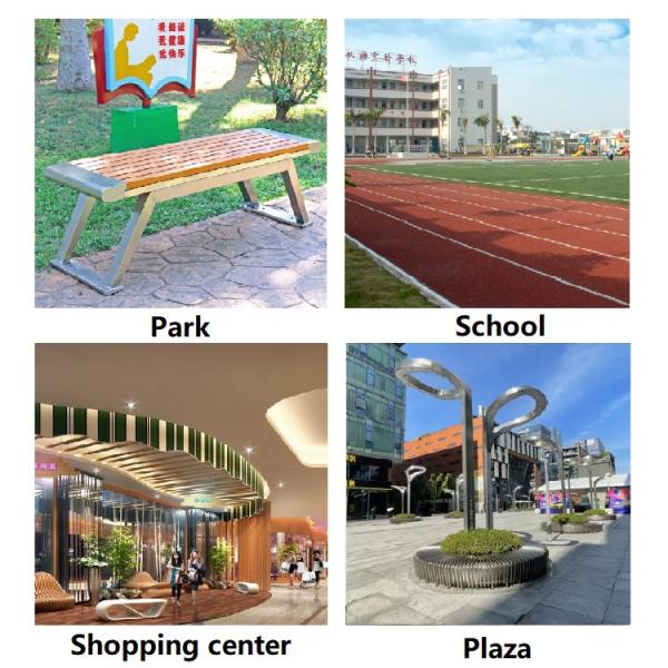 Gray Outdoor Smart Solar Bench Park Use Metal Frame Bench Eletroplating