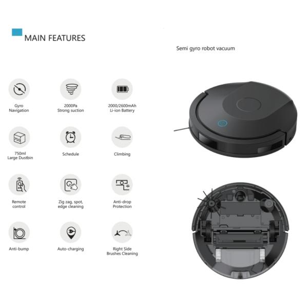 Robot Vacuum Cleaner With Spin Mop Deep Clean Floor