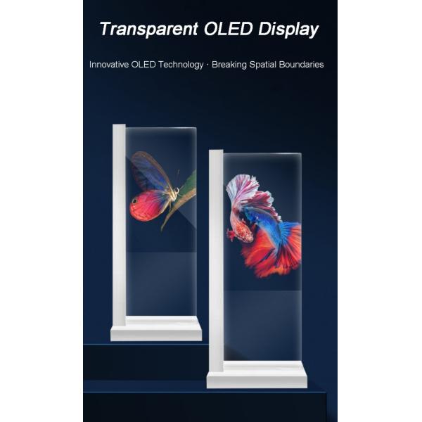 Android Operating System Transparent Oled Display Digital Signage with 8 Array Mic