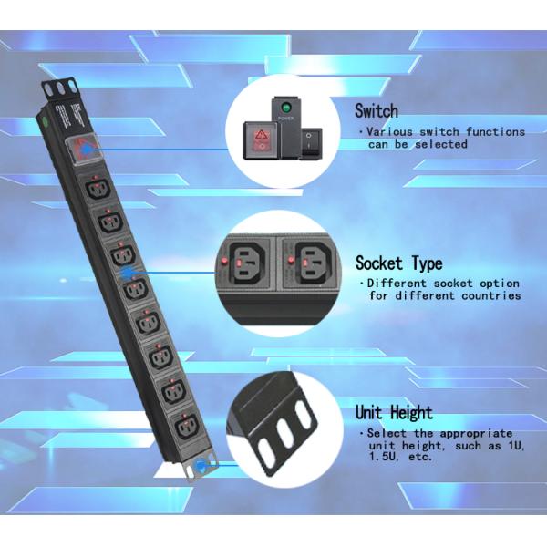 IEC PDU With Switch Power Distribution unit 19" PDU for Network Cabinet