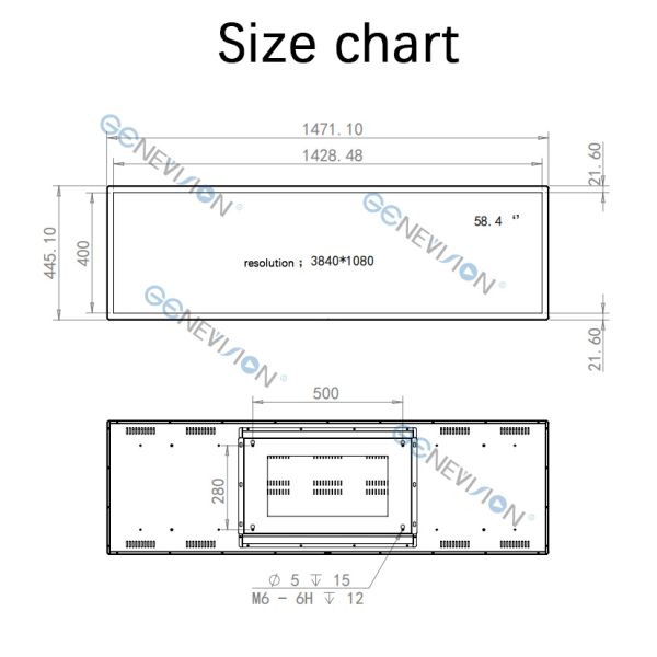 58.4inch 4K Wall Mount PCAP Touch Screen LCD Stretched Display Monitor with HDMI in