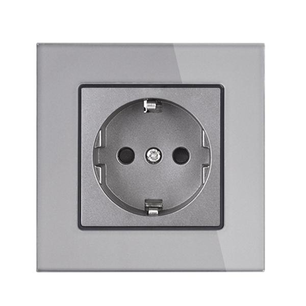 Power Socket,16A EU Standard Electrical Outlet 86mm * 86mm white Crystal Glass Panel wall socket