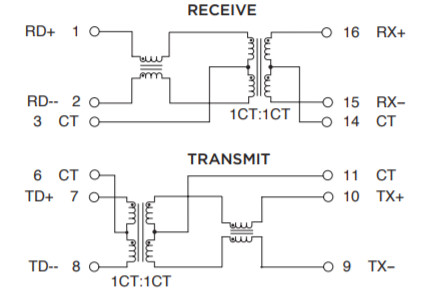 SMT Single PC Card H0013NL 1500VRMS Ethernet Magnetic Transformer