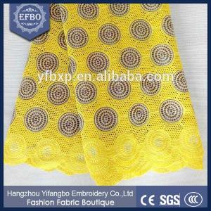 Quality Unique fancy design african voile swiss lace fabric / nigeria cotton guipure lace fabric for sale