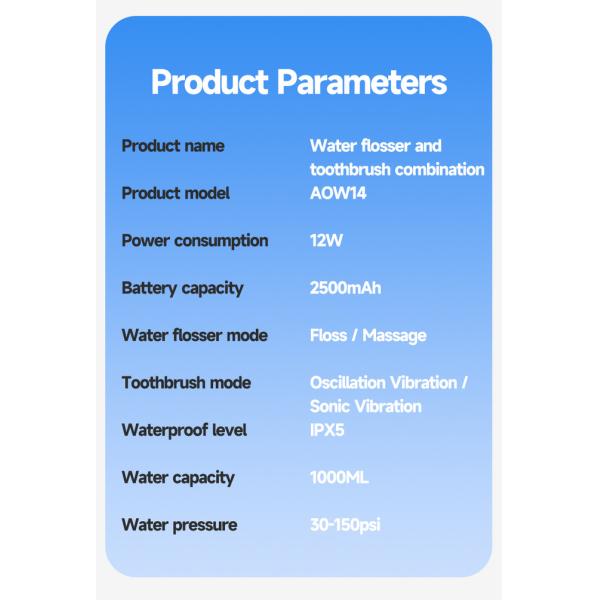 Oral Irrigator 1000ml Teeth Washing Machine Display Screen 2IN1 Electric Water Flosser with Toothbrush