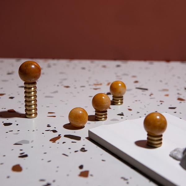 Amertop Brass Cabinet Pull Handles Gold Round Door Knobs Solid Brass