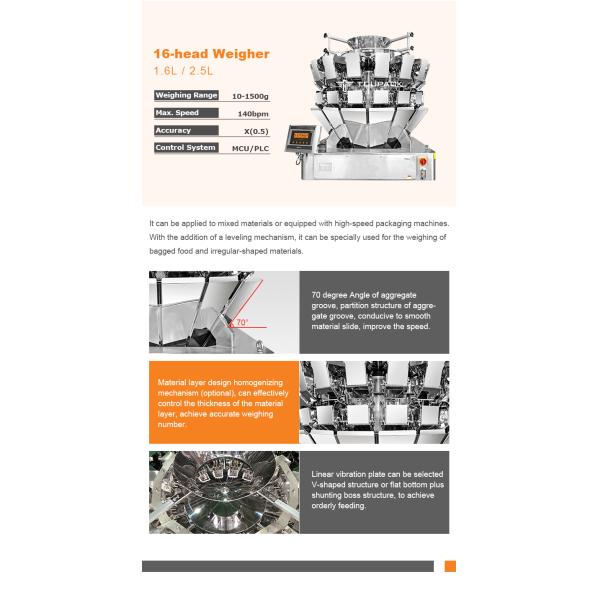 Stainless Steel Granules 2.5L Automatic Multihead Weigher
